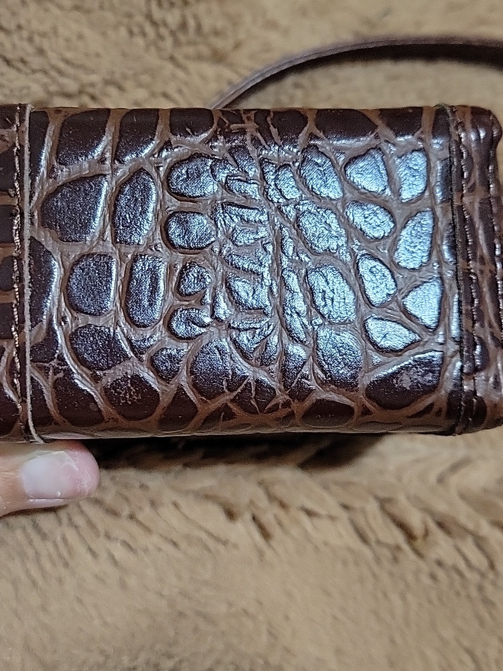 Mini Brown & Blue Heart Accent Crossbody Bag - Picture 5 of 10